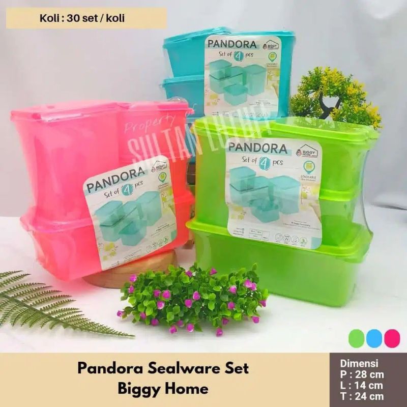 Pandora Sealware Set Biggy Home kotak set kotak penyimpanan kotak serbaguna toples kue toples serbag