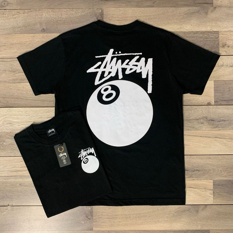 T-SHIRT STUSSY 8 BALL BLACK DISTRO PREMIUM