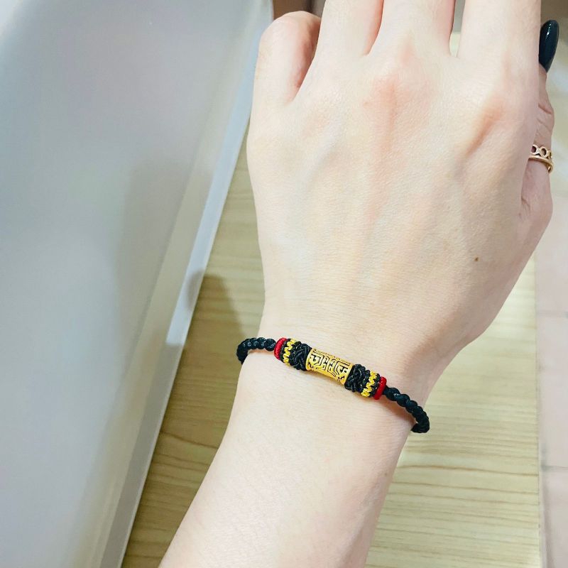 GELANG TALI SERUT CHARM BAMBU UKIR GELANG HOKI EMAS ASLI 24K EMAS HK ASLI 9999%