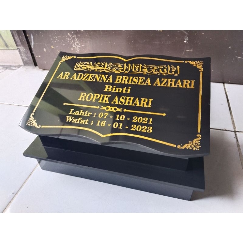 batu nisan granit bentuk buku uk. 20x30
