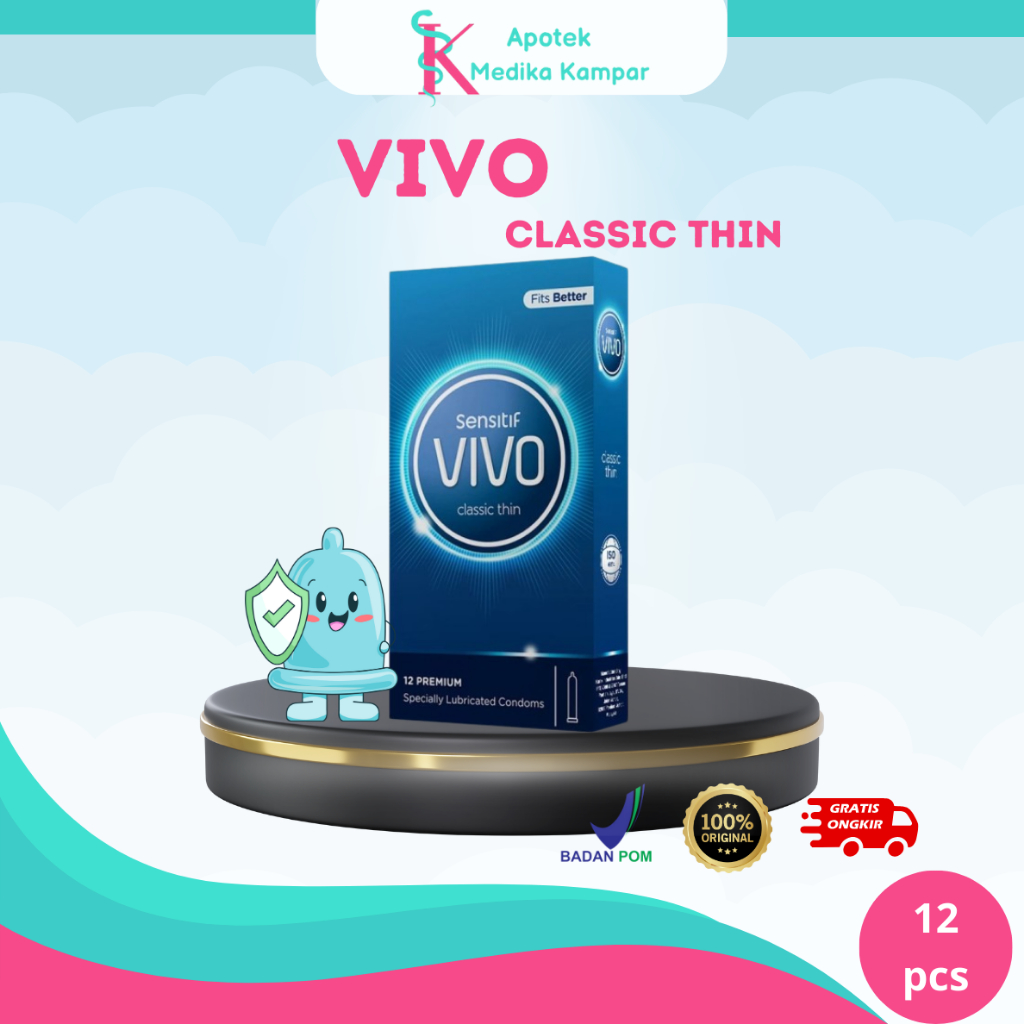 SENSITIF KONDOM VIVO CLASSIC THIN - CONDOM KEMASAN 12 PCS