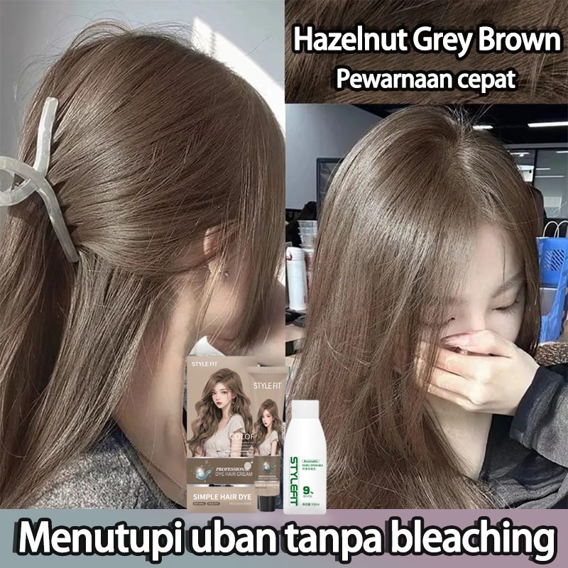 【Warna rambut trendi 2024】STYLE FIT ash grey hair colour*200ml sari tumbuhan murni, tidak memerlukan