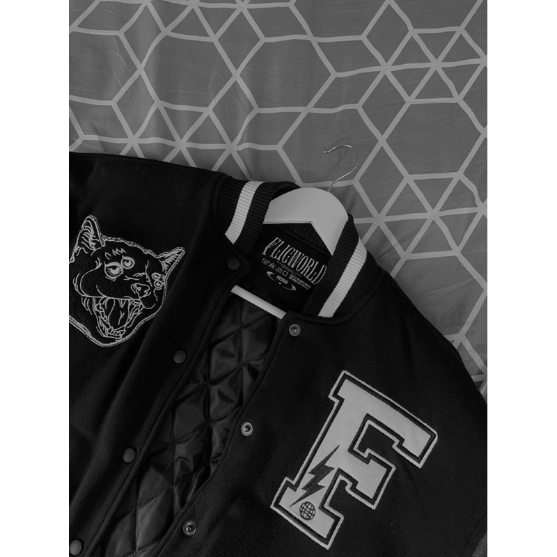 Boston Varsity Jacket Black - FLICWORLD