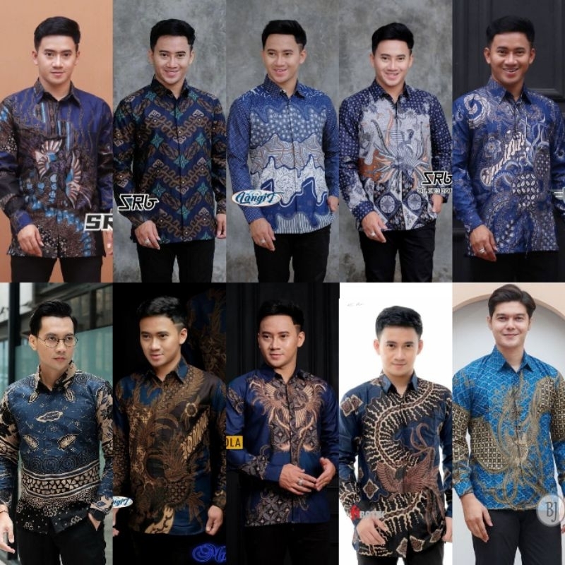 Kemeja Batik Navy Seragam Nikahan Biru Navy Baju Kerja Batik Pria Navy
