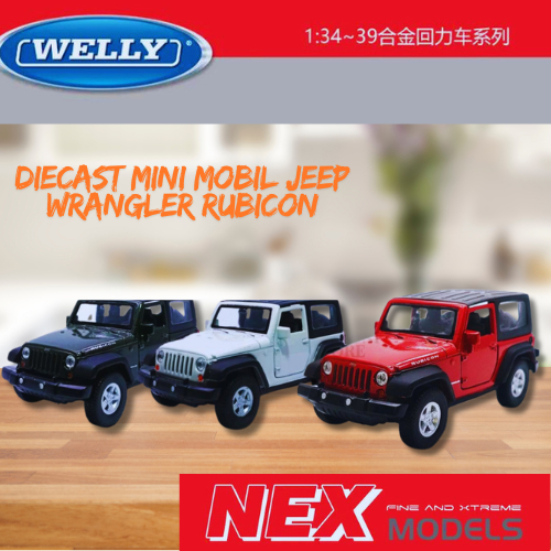 DIECAST MINI MOBIL JEEP WRANGLER RUBICON 1:36 PULLBACK