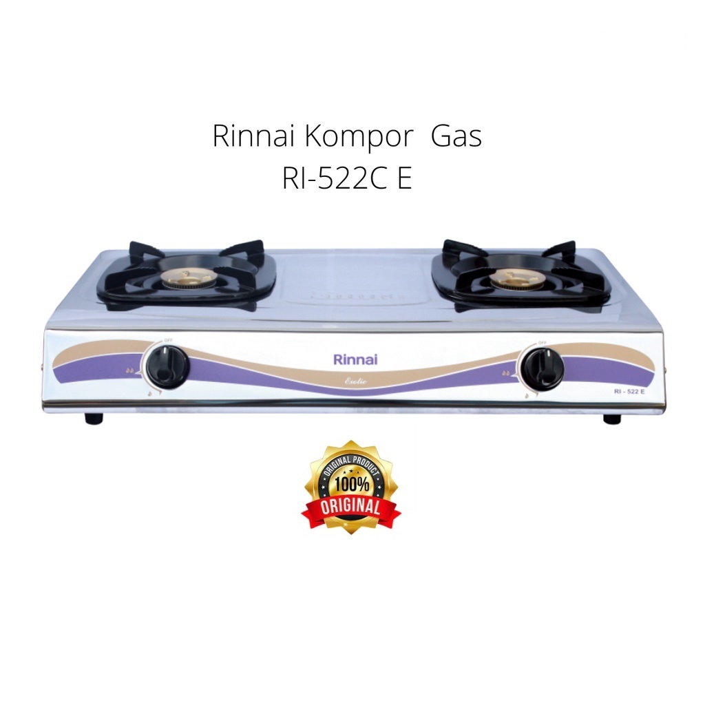 Kompor / Kompor RINNAI / Rinnai Kompor Gas 2 Tungku RI 522E / Kompor stainless steel