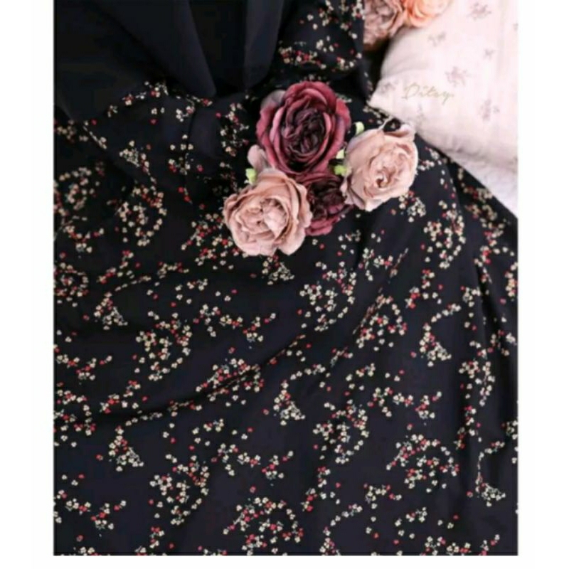 Gamis Ditsy RIANA BLACK NIGHTGOWN XL