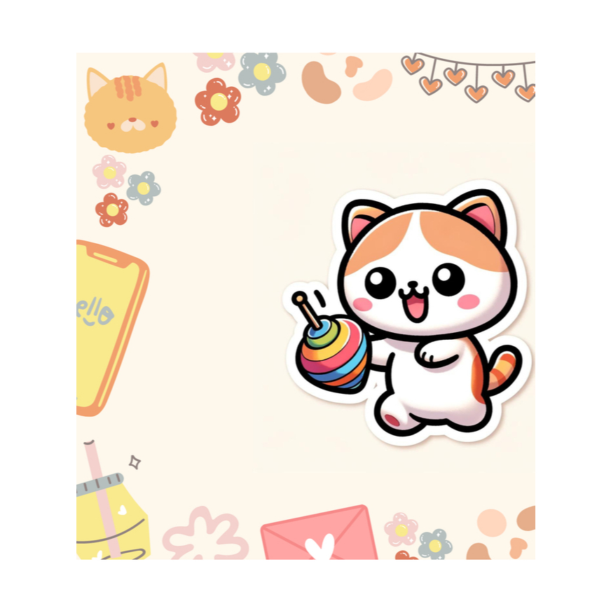 

[Anti Air] Stiker kucing lucu - Sticker Kucing senyum - sticker kucing bermain payung - sticker kucing imut - sticker kucing kecil