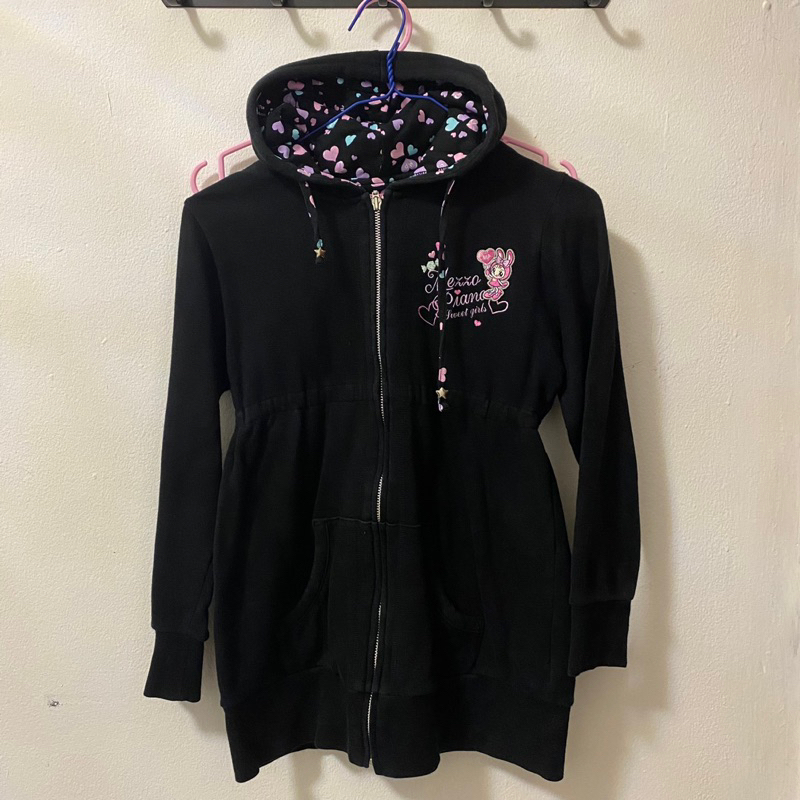 Mezzo Piano Berrie black hoodie jacket kawaii cute y2k harajuku angel blue daisy lovers pom ponette
