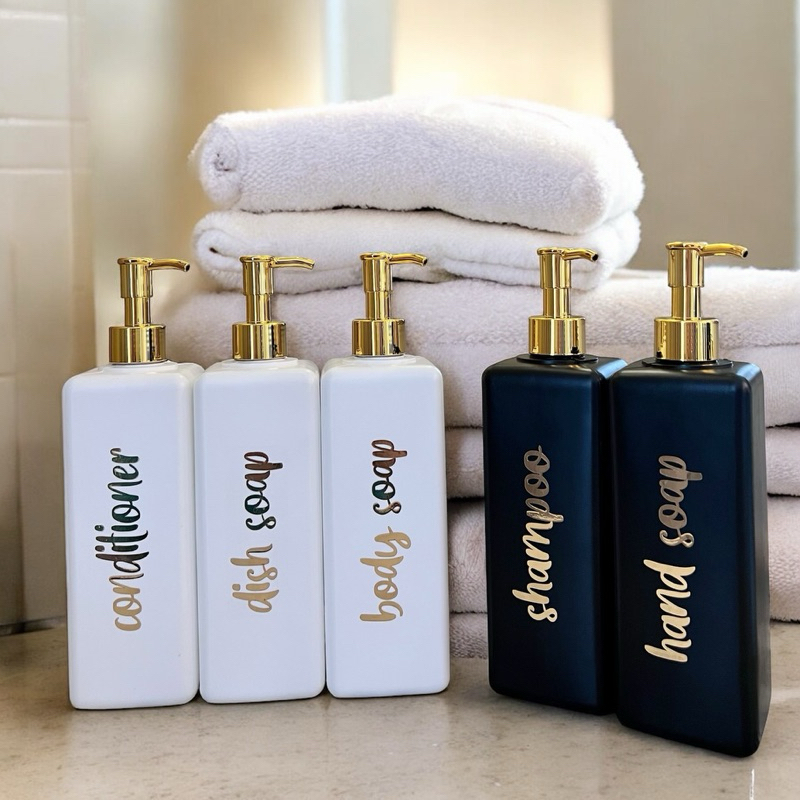 Astrea Fashion Botol Kotak Gold Kecil Pump Luxury 500Ml Aesthetic Bottle Refill Tempat Sabun Cair
