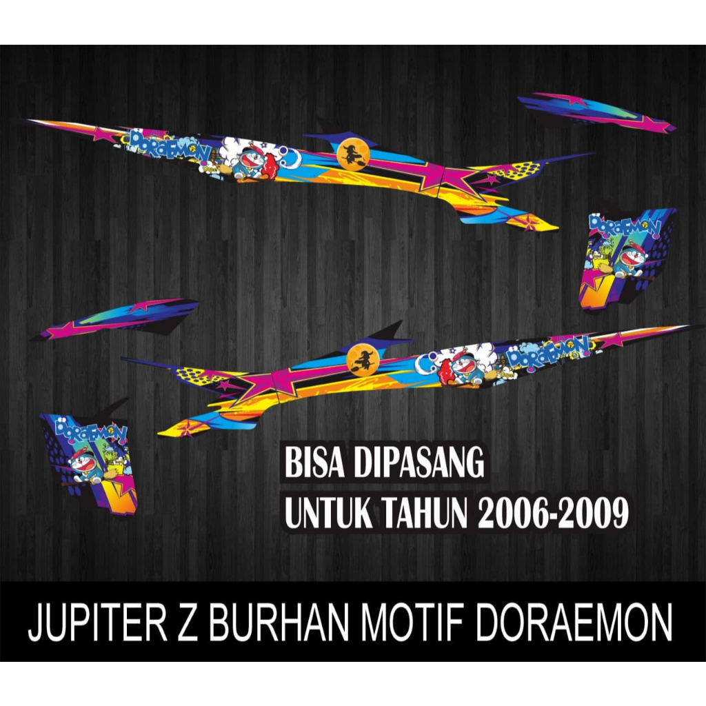 STIKER STRIPING VARIASI MOTOR YAMAHA JUPITER Z LAMA BURHAN TAHUN 2003-2009 GRAFIS MOTIF DORAEMON