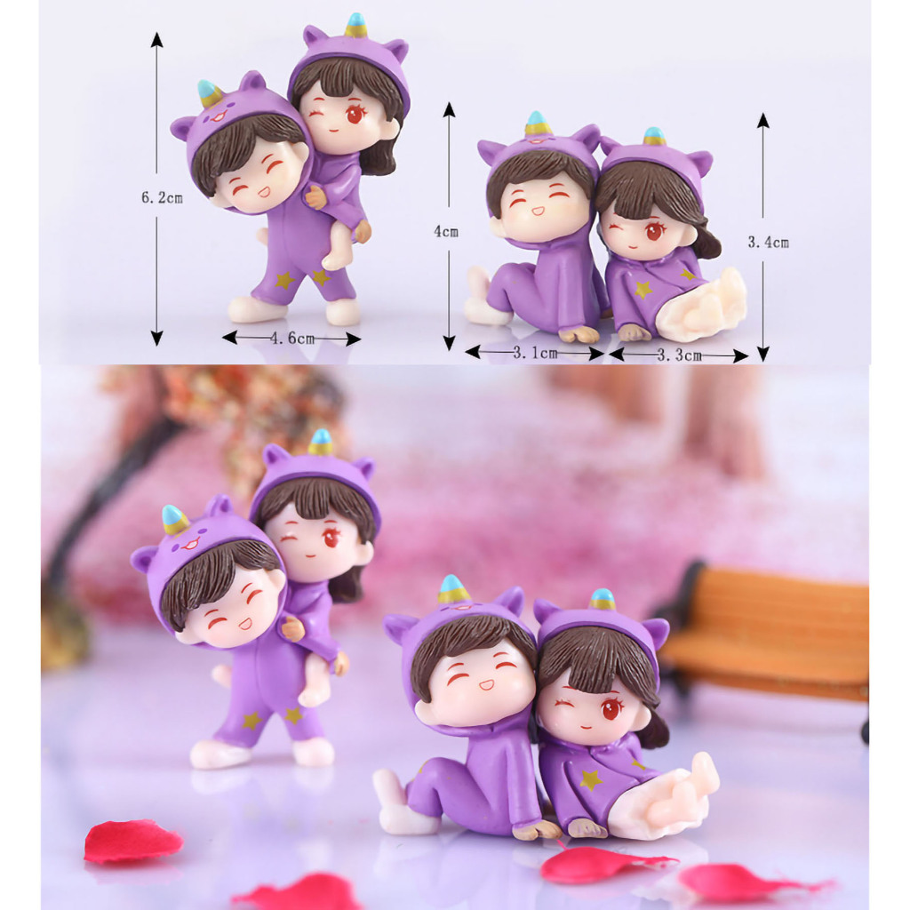 Miniatur Micro Landscape Unicorn Couple Figure