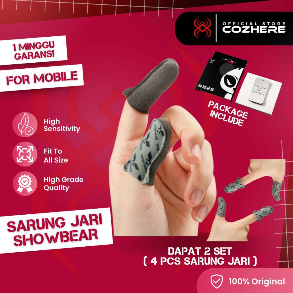 Sarung Jempol Gaming Premium Sarung Jari Game Anti Keringat Exclusive SHOWBEAR ORIGINAL