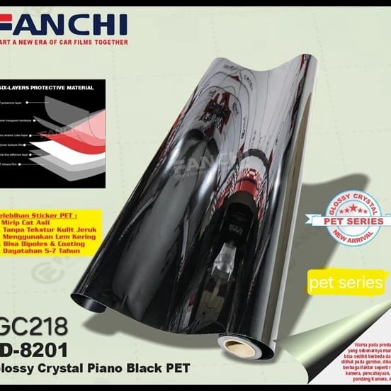 

COD 5cm Sticker FANCHI GC218 ID821 Glossy Crystal Piano Black PET 5cm
