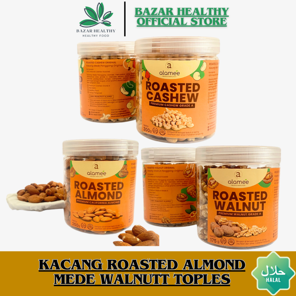

Kacang Almond Panggang Toples 350gr Kacang Roasted Cemilan Diet Premium Roasted Organic Almon Whole Organik