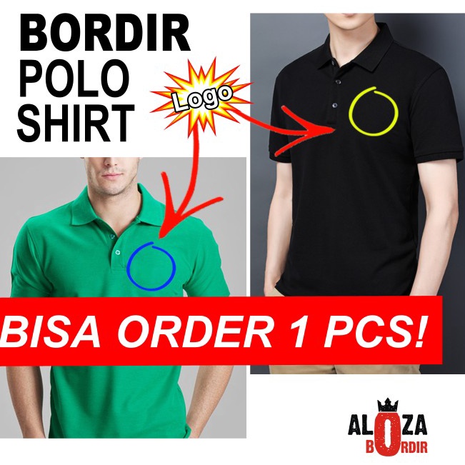 Model baru  Kaos Polo  Kaos Kerah  Polo Shirt  Bordir Custom Desain Sendiri  L 1 sisi logo