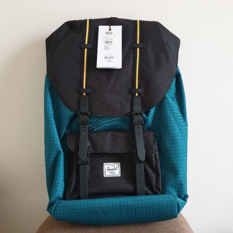 Herschel Little America Harbour Blue Grid Black Amber Yellow Original
