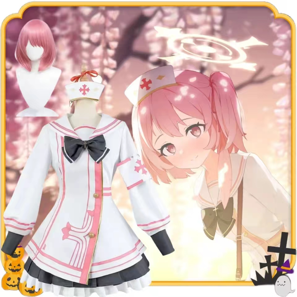 Game Blue Archive Sumi Serina Cosplay Costume Women Uniform Casual Jacket Skirt Wig Nurse Hat Bow Su