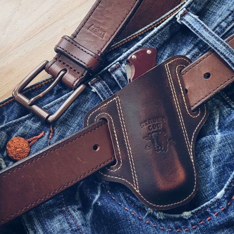 Leather Holster for Buck 110, Sebenza, CRKT, Spyderco, Sarung Kulit Pisau