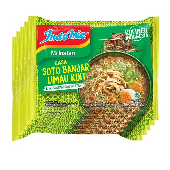 

7 PCS Indomie Kuliner Indonesia Kuah Soto Banjar Limau Kuit Khas Kalimantan Selatan