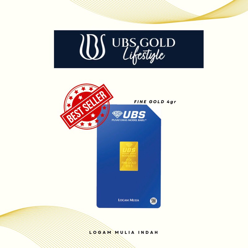 Logam Mulia Emas UBS 4 GR/gram batangan SNI bersertifikat
