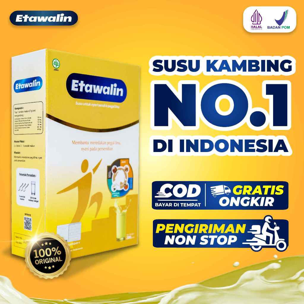 

Susu Etawalin Original Ori - Susu Etawa Bubuk Atasi Nyeri Pinggang Sendi Lutut Osteoarthritis Rematik Asam Urat Osteoporosis Aman Alami Halal BPOM COD