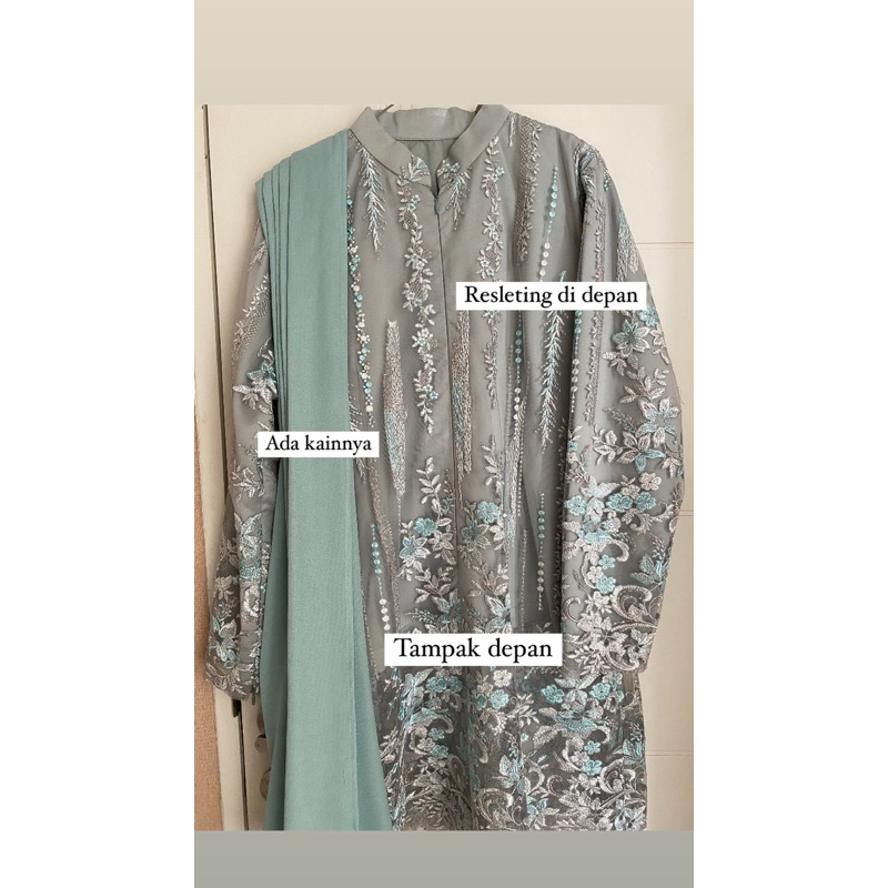 Preloved kebaya modern warna hijau sage