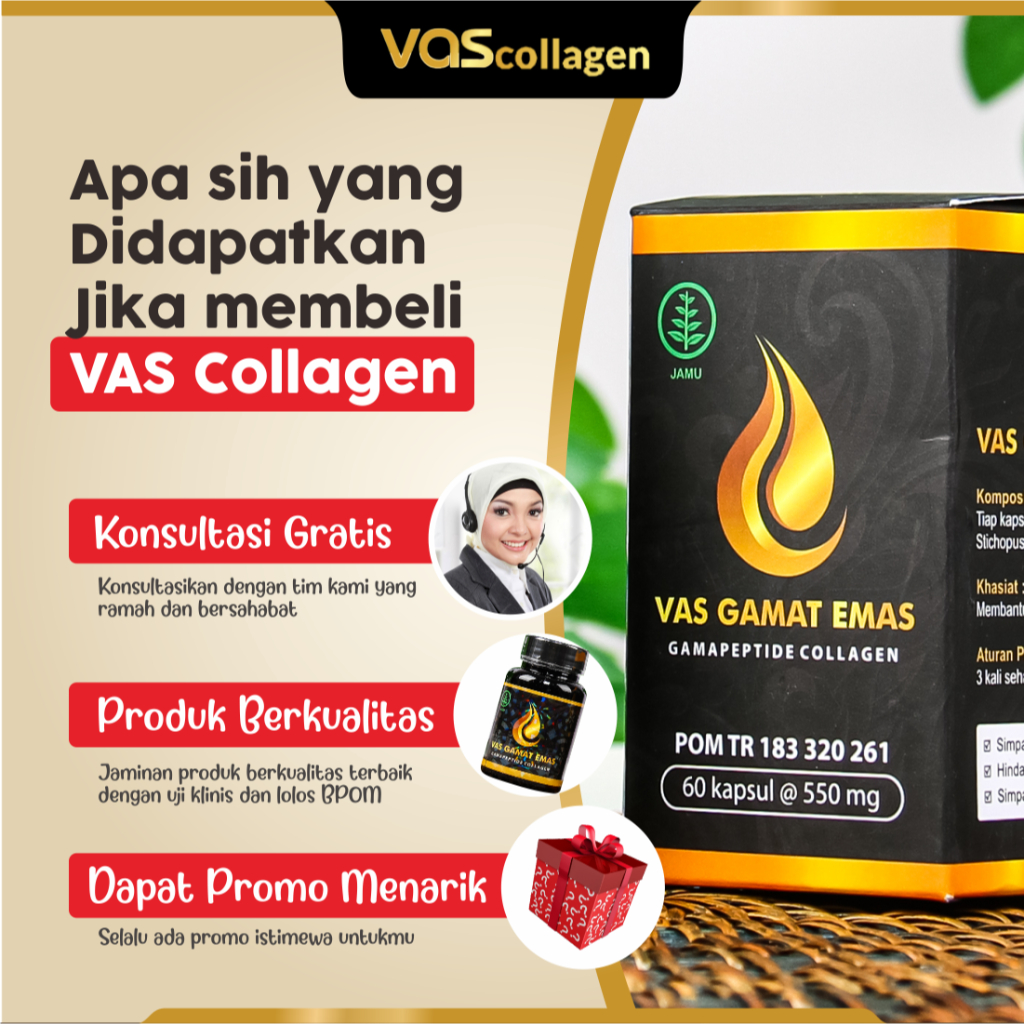 Vas Gamat Emas 100% Asli Herbal Suplemen Collagen Pemutih Bpom