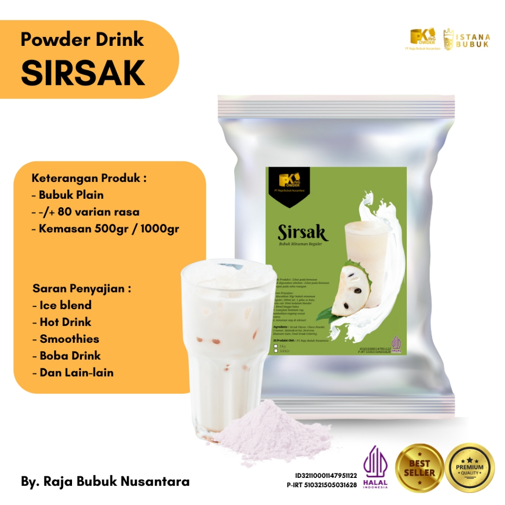 

Bubuk Minuman Regular Rasa Sirsak 1kg Bubuk Minuman Rasa Soursop Powder Drink Soursop SIRSAK