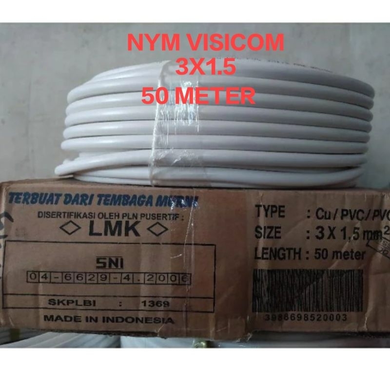 KABEL LISTRIK NYM VISICOM  3X1.5 (50M ) KABEL VISICOM TEMBAGA ASLI SNI