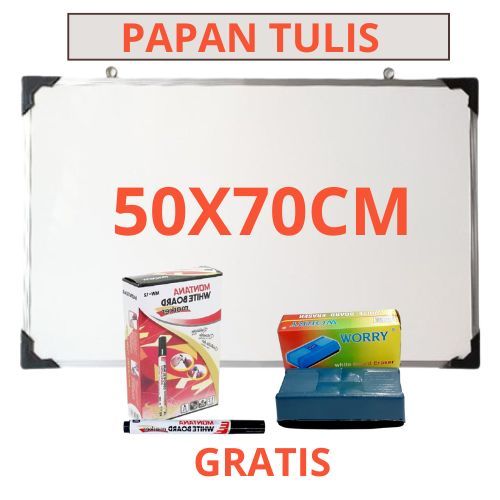 

Papan Tulis Ukuran Sedang 50x70 CM Free Spidol + Penghapus papan 2 sisi