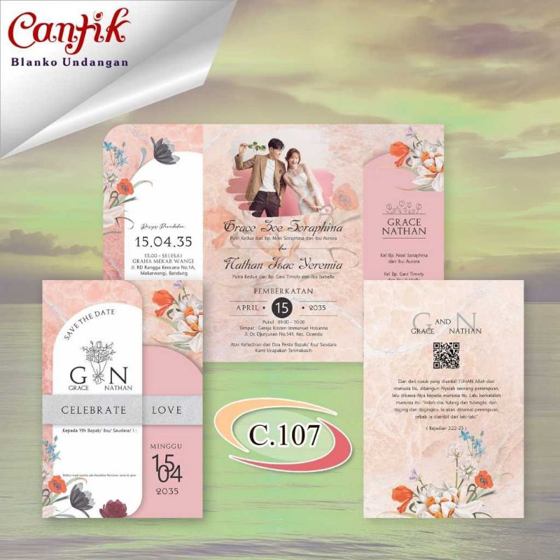 undangan Pernikahan / SURAT PERNIKAHAN MURAH !!! BISA COD lipat simple cantik 107