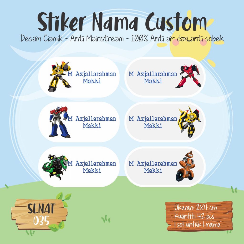 

Infinity Label Stiker Nama Anak Tas Sepatu Buku Sekolah Baju Botol SLNAT-035 Desain Anti Mainstream 2x4cm Waterproof 42pcs