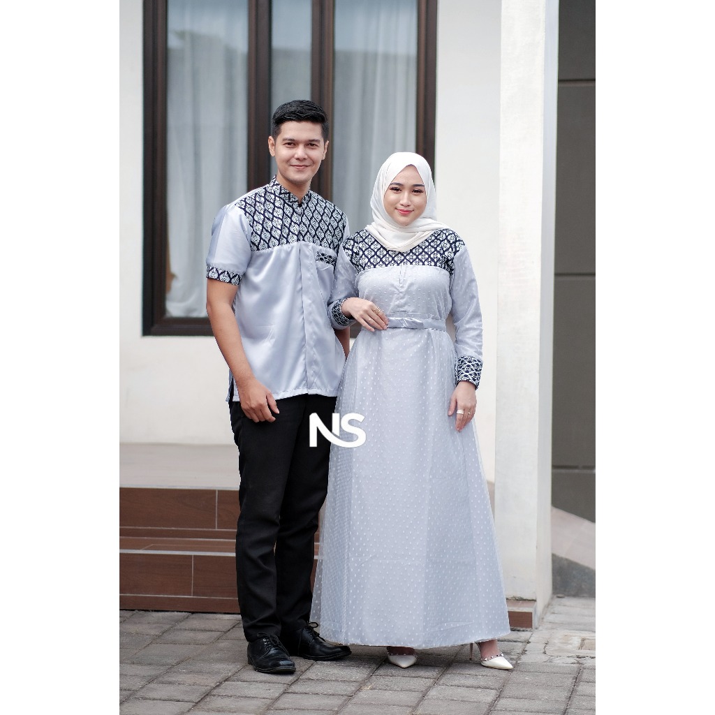 NS - BAJU BATIK COPLE GAMIS TILLEDOT KONDANGAN COUPLE PASANGAN MUSLIM SUAMI ISTRI LEBARAN TERBARU