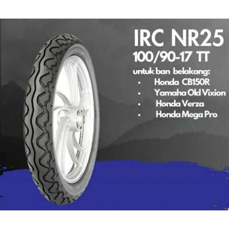 BAN IRC 100% ORIGINAL, TUBE TYPE, UKURAN 100/90-17 NR25