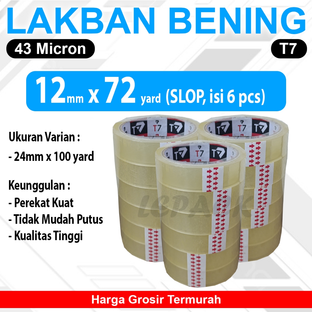 

Selotip Bening 24mm x 72 yard Isolasi 43 MICRON TEBAL KUAT (SLOP ISI 6)