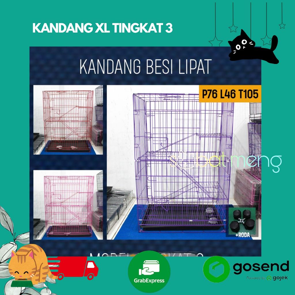 KANDANG KUCING TINGKAT 3 SIZE XXL SUPER JUMBO