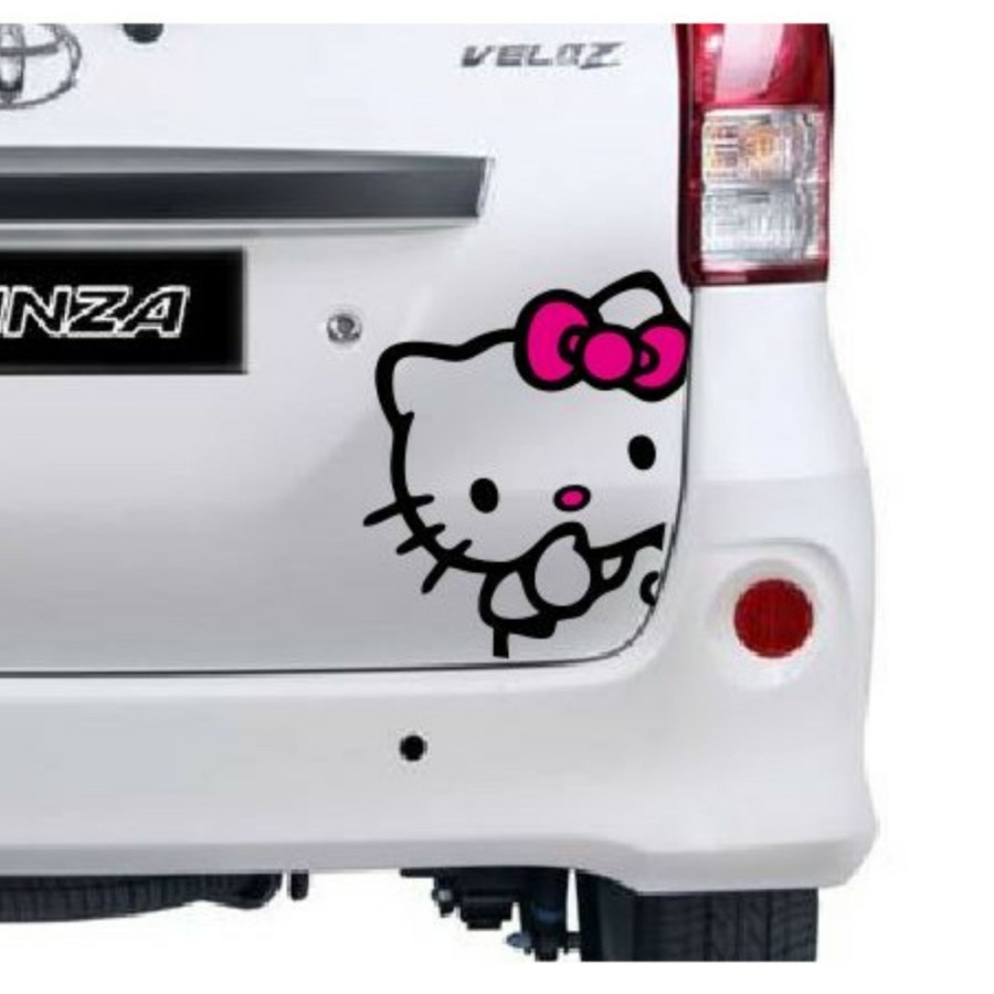 CUTTING STICKER MOBIL HELLO KITTY MENGINTIP STIKER MOBIL LUCU