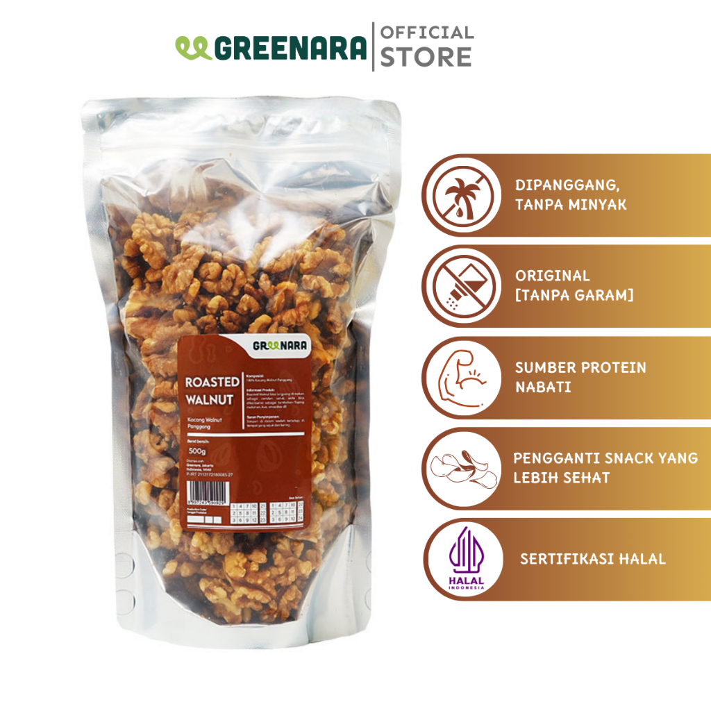 

Greenara - Kacang Walnut Panggang 500gr / Roasted Walnut