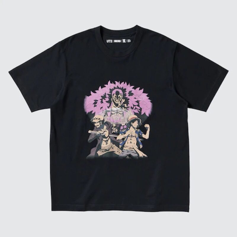 UNIQLO Men UT T-Shirt Kaos Pria Grafis One Piece 25th Lengan Pendek Black
