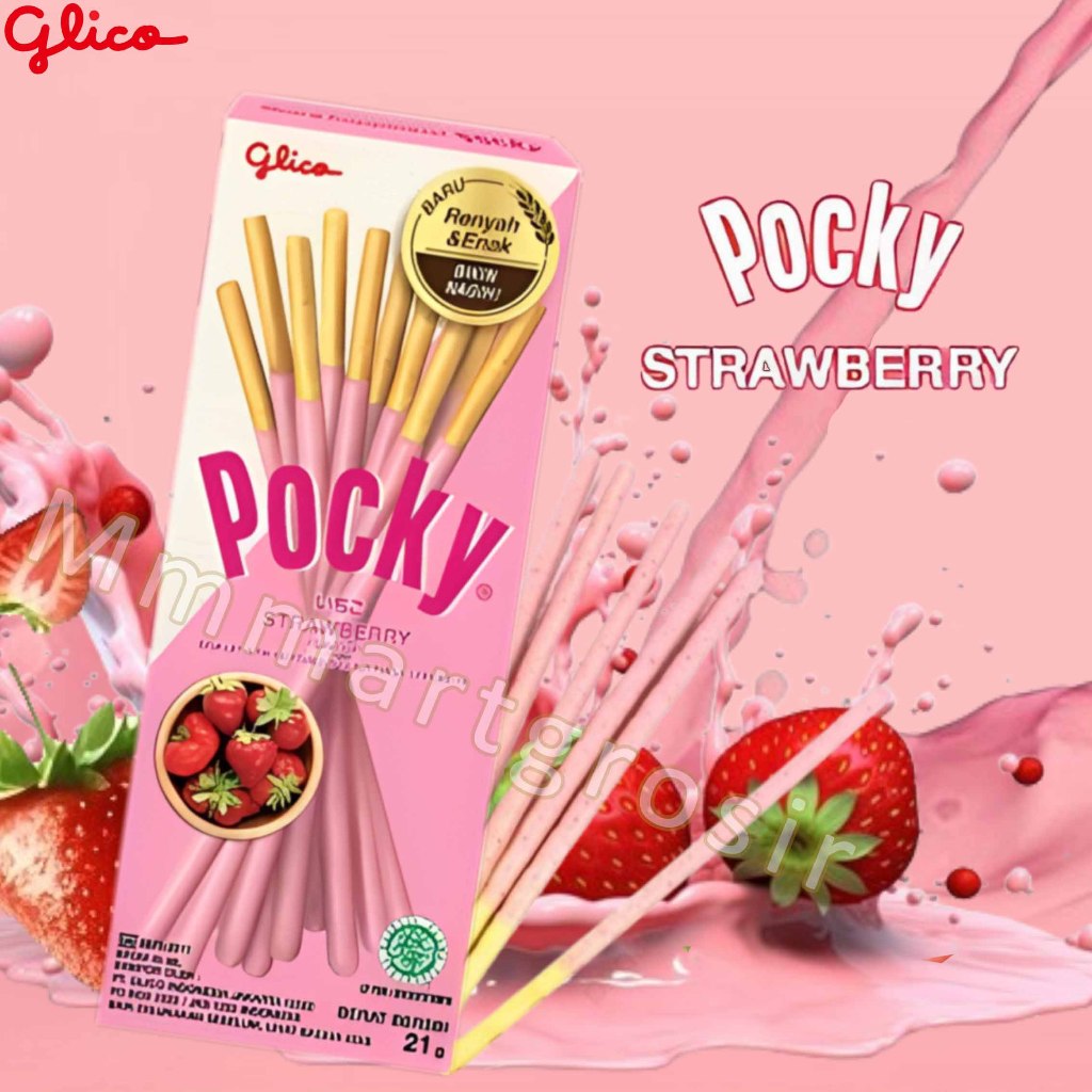 

Glico Pocky / Biskuit Stik Bersalut Krim / Biskuit Stik Rasa Strawberry / 21gr