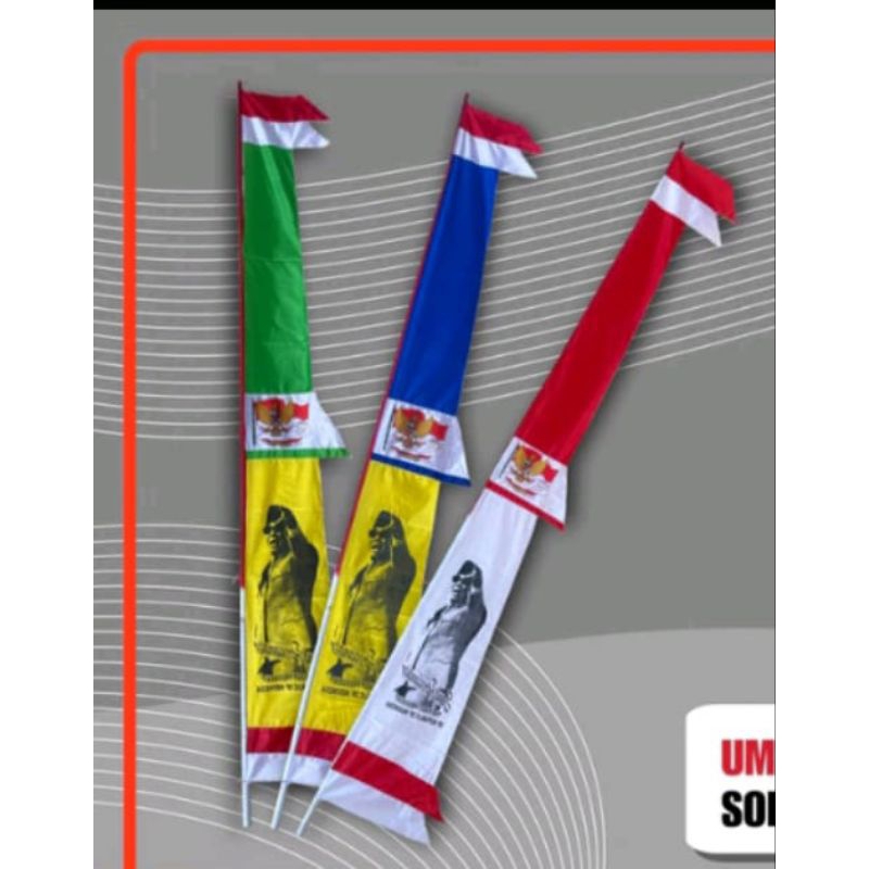 bendera bandir gambar pahlawan Soekarno