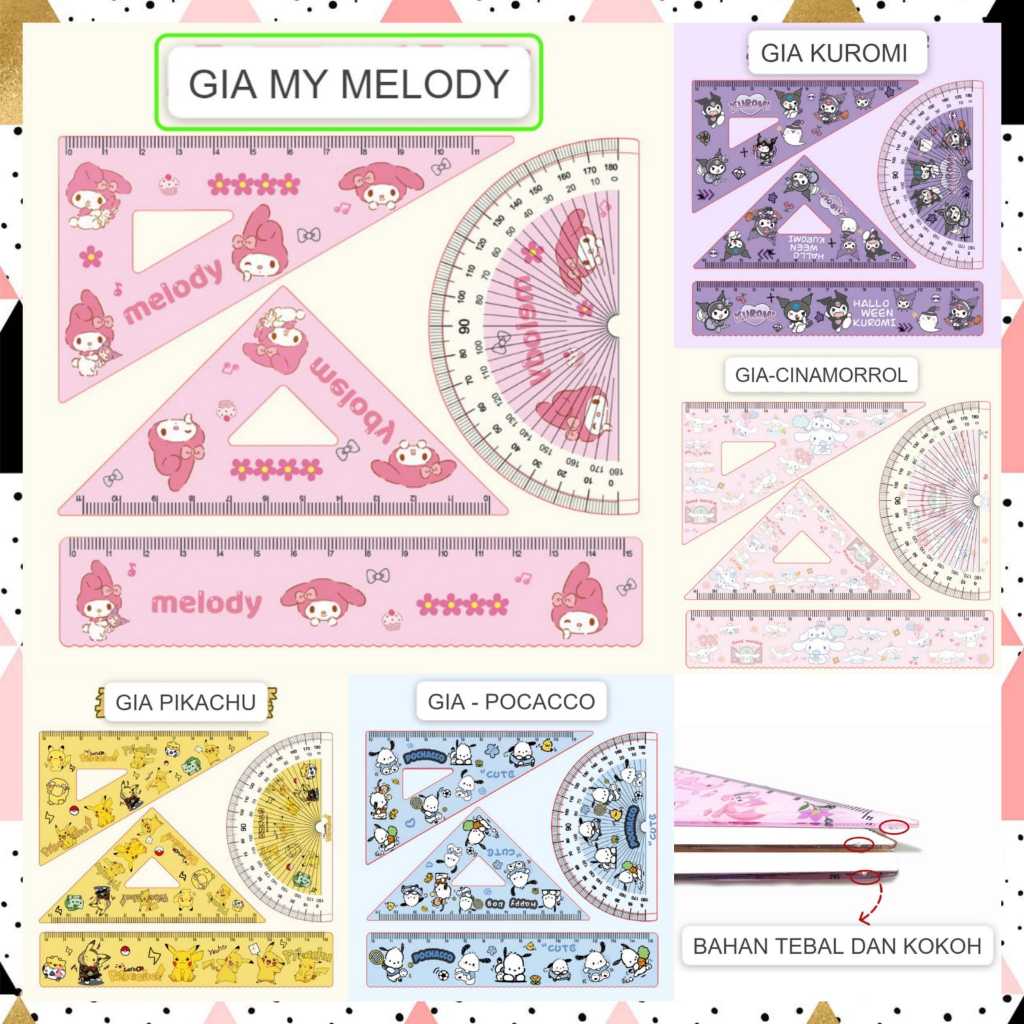 

GM - SET PENGGARIS JANGKA BUSUR SANRIO ANIME | PERLENGKAPAN ALAT TULIS SEKOLAH | ATS | ATK | ALAT TULIS SEKOLAH | PENGGARIS LUCU | GARISAN BUSUR | PENGGARIS SEGITIGA | KUROMI | POCACCO | CINAMORROL | MELODY | POKEMON | PIKACHU