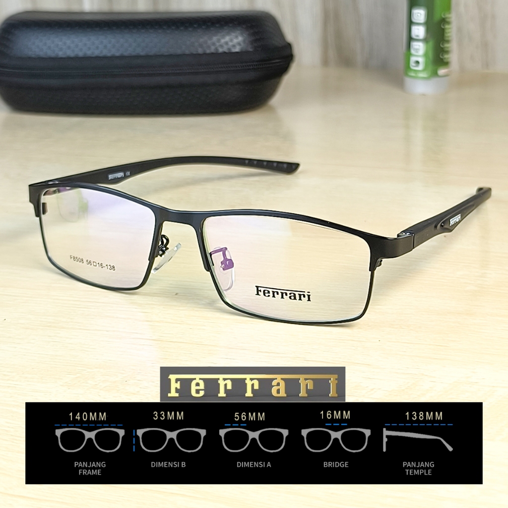 Frame Kacamata Pria Sporty Minus Normal Bluechromic Night drive Titanium Ferrari
