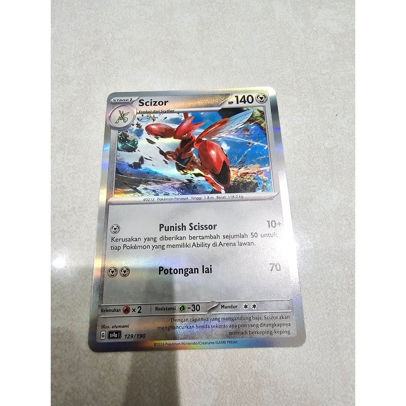 Paket kartu Pokemon Hologram Scizor + Free 5 kartu Pokemon Random Non Hologram