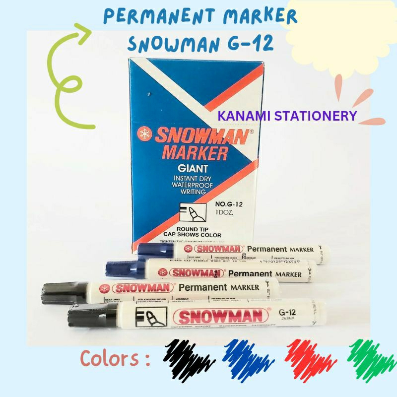 

SNOWMAN Spidol Permanent Type G-12 Round Tip Marker Waterproof.