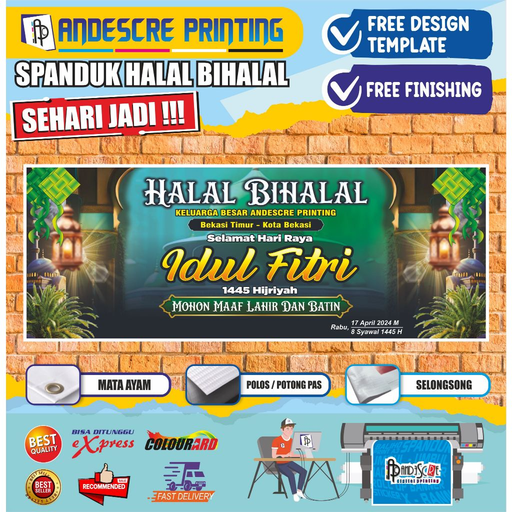 Spanduk Halal Bi Hahalal Desain Menarik, Unik, Ceria dan Aesthetic FREE DESAIN