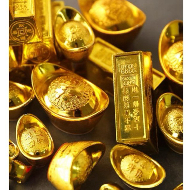 Hiasan Imlek Yuan Bao Emas Pajangan Uang Yen Pao Hiasan YenPao Imlek Gold Yen Pao