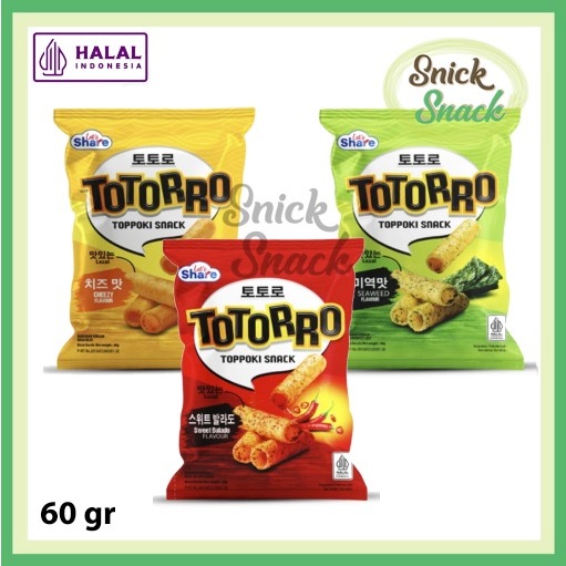 

Totorro Snack Toppoki 60 gr Topoki Seaweed Cheese Sweet Balado Tteokboki