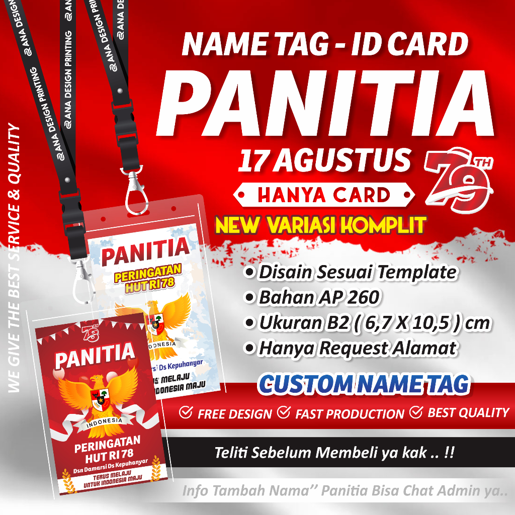 Name Tag Panitia 17 agustus // Id Card Panitia 17 an